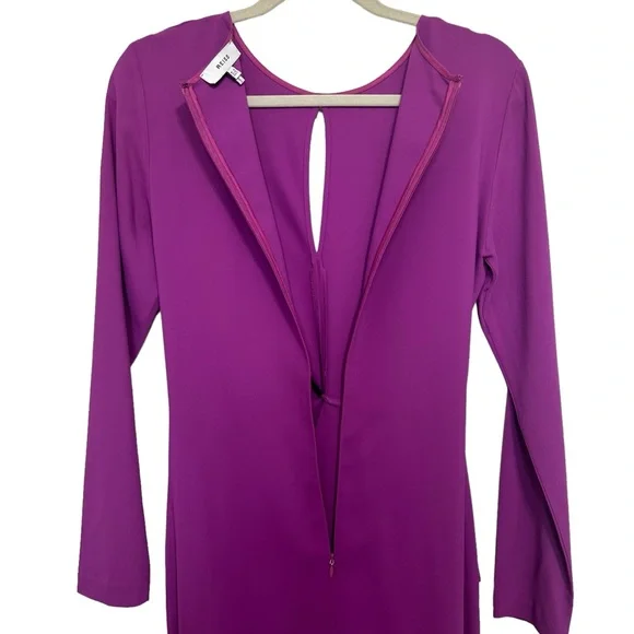 Reiss Valentina Tie Waist Bodycon Midi Dress Sz 4 Magenta